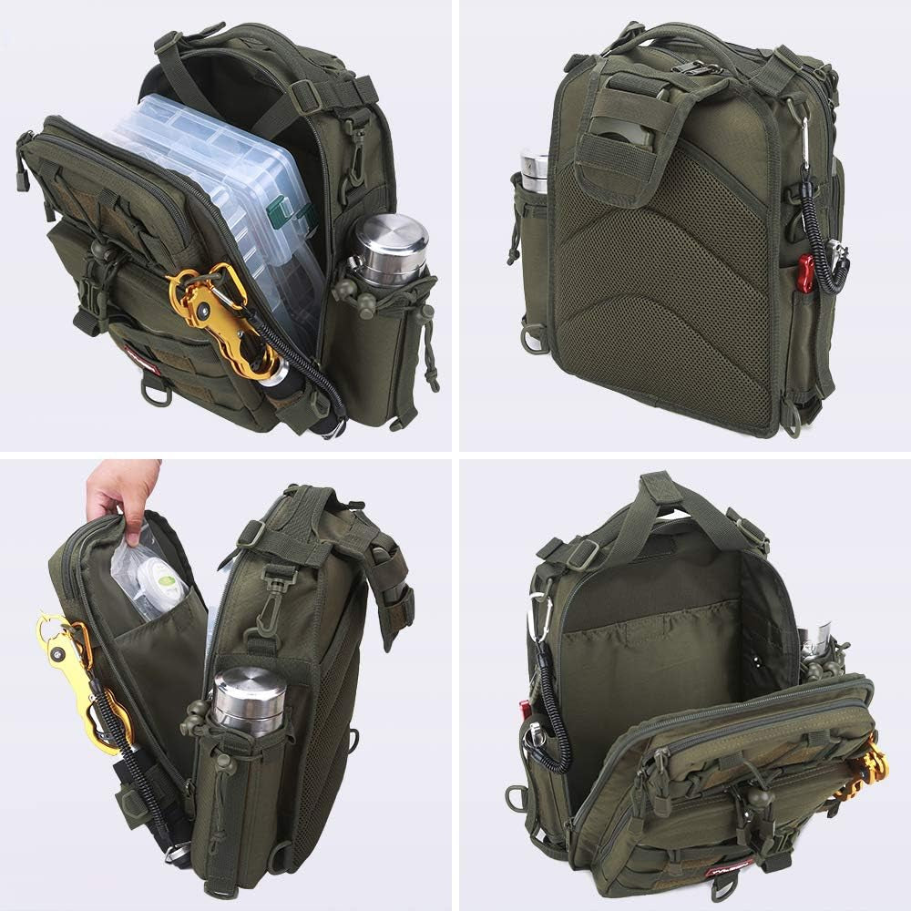 Fishing Tackle Backpack Storage Bag，Water-Resistant Fishing Backpack with Rod Holder，Fishing Gear Bag Gift for Men