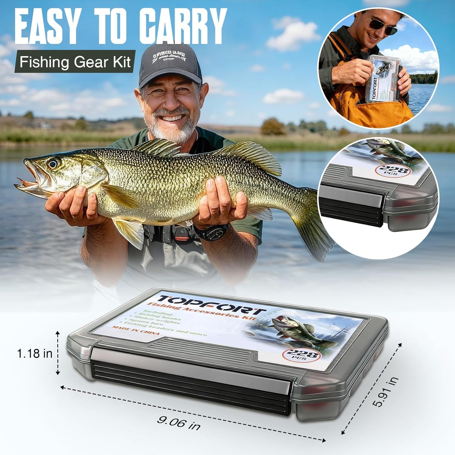 187/343Pcs Fishing Accessories Kit, Organized Fishing Tackle Box with Tackle Included, Fishing Hooks, Fishing Weights Sinkers, Fishing Gear and Equipment, Fishing Gift for Men