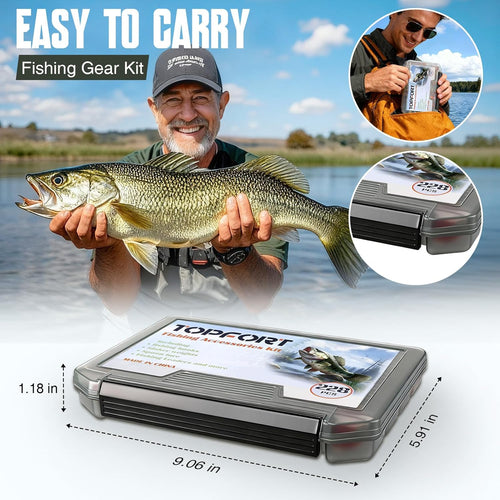 187/343Pcs Fishing Accessories Kit, Organized Fishing Tackle Box with Tackle Included, Fishing Hooks, Fishing Weights Sinkers, Fishing Gear and Equipment, Fishing Gift for Men