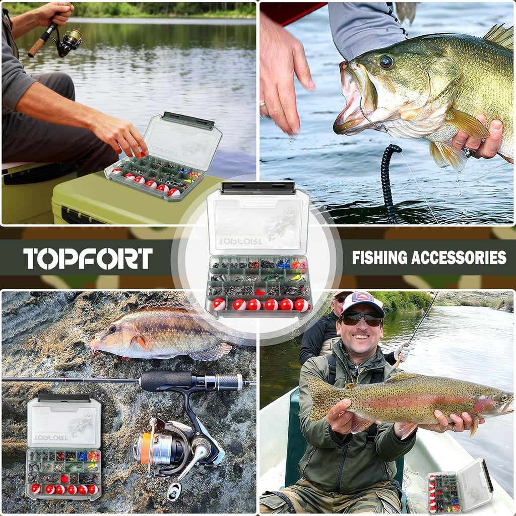 187/343Pcs Fishing Accessories Kit, Organized Fishing Tackle Box with Tackle Included, Fishing Hooks, Fishing Weights Sinkers, Fishing Gear and Equipment, Fishing Gift for Men