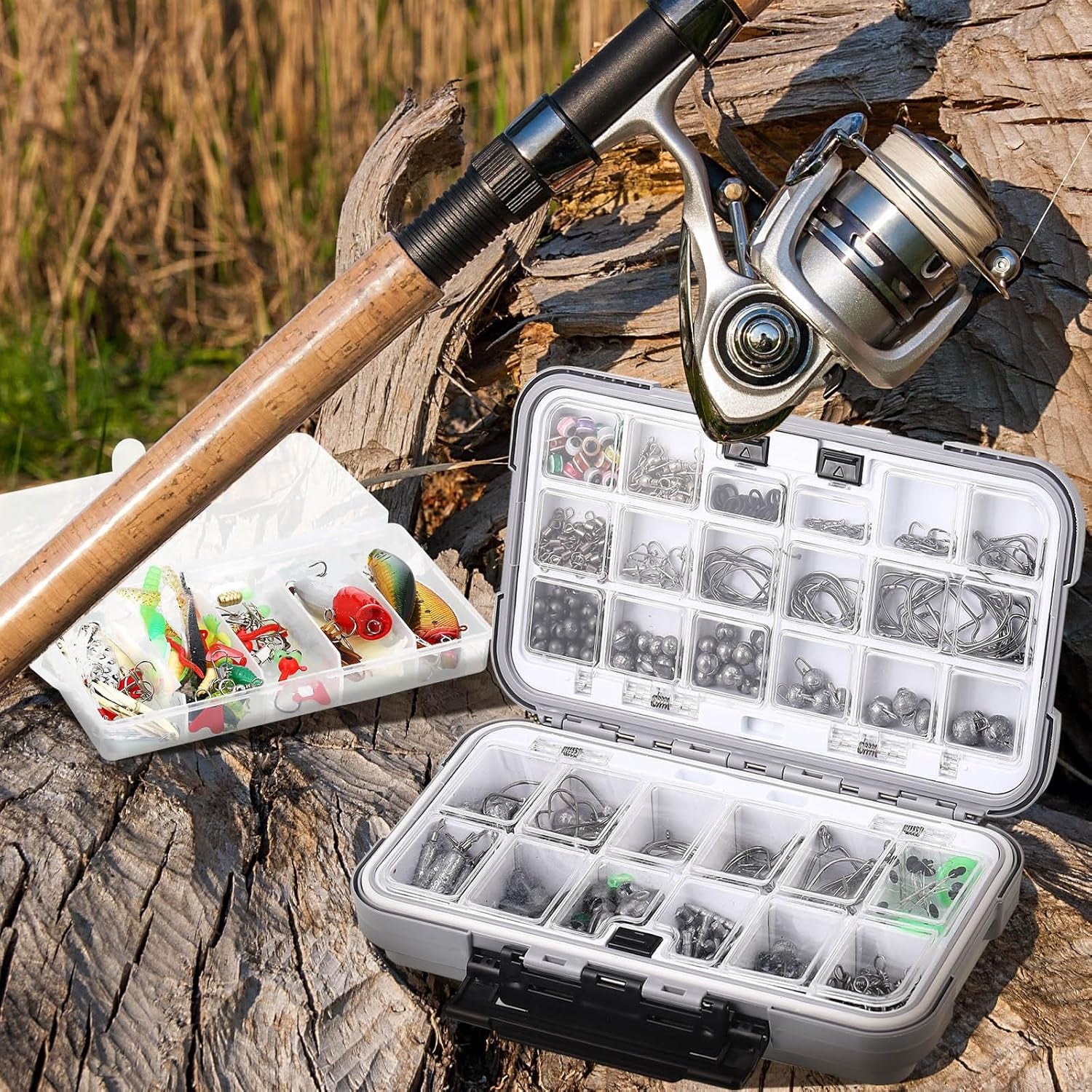 482 Pcs Fishing Sling Tackle Bag Set Fish Tackle Box Backpack Storage Fishing Gear and Equipment Included Fish Hook Remover Tool Lures Lip Gripper, Gift for Men