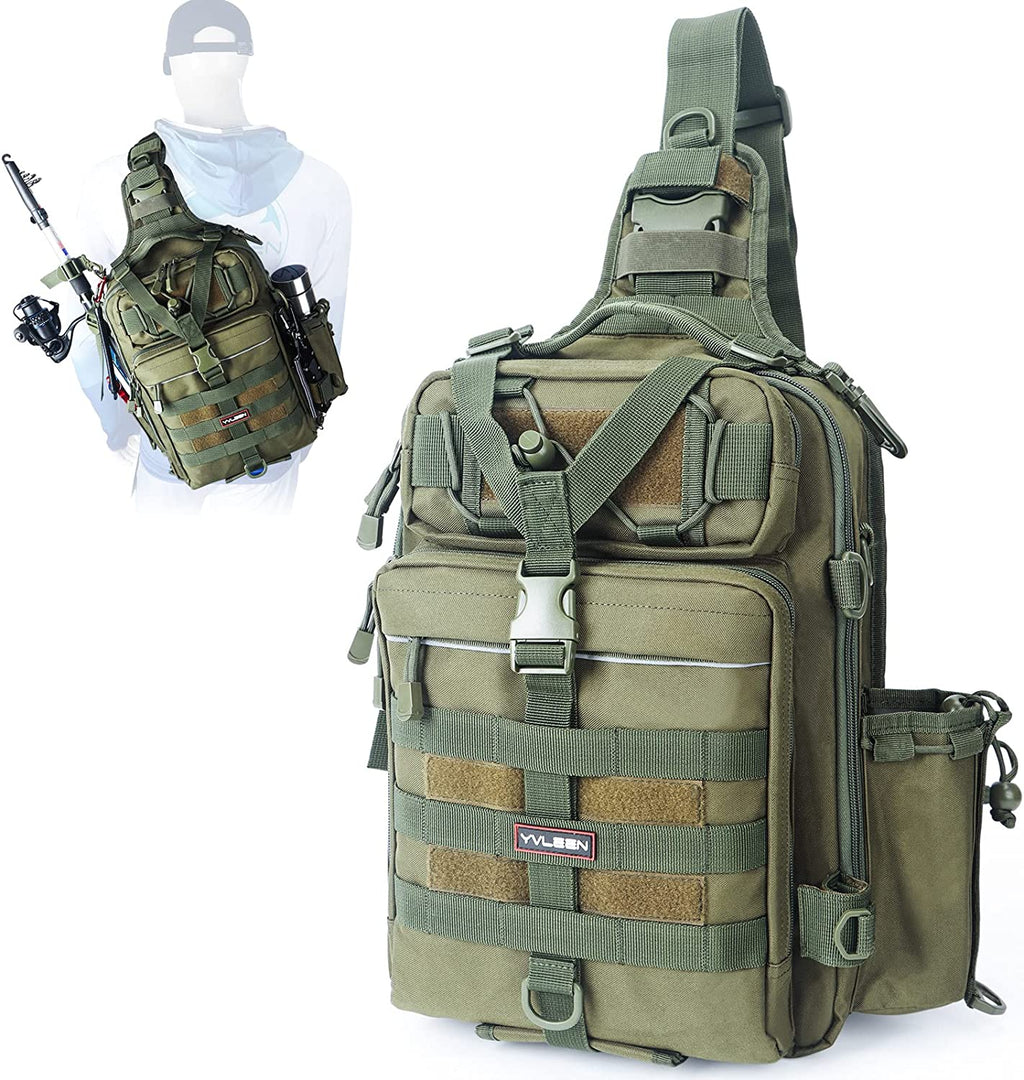 Fishing Tackle Backpack Storage Bag，Water-Resistant Fishing Backpack with Rod Holder，Fishing Gear Bag Gift for Men