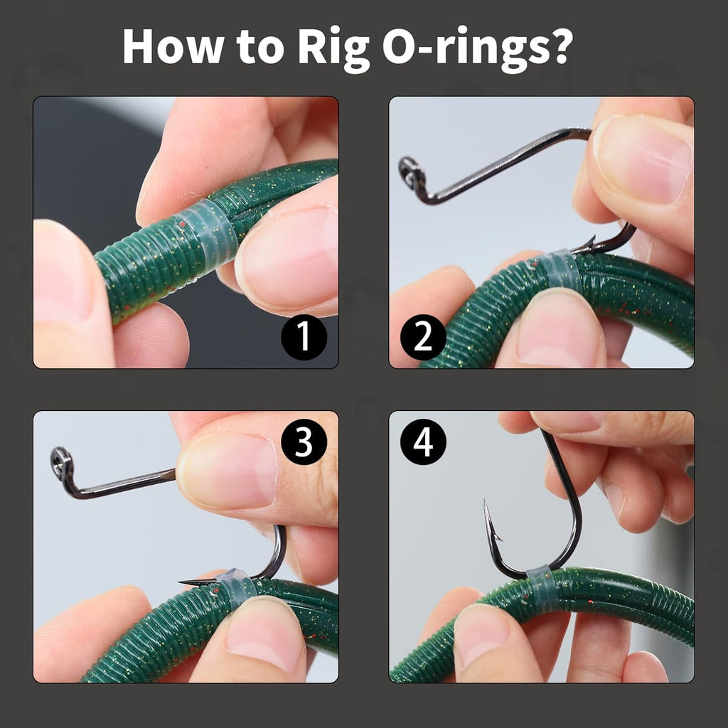 200/210Pcs Wacky Worm O-Rings for Wacky Rigging Senkos Soft Plastic Worms Stickbaits, Silicone Bait Saver O-Rings for Bass Fishing Wacky Rig or Neko Rig