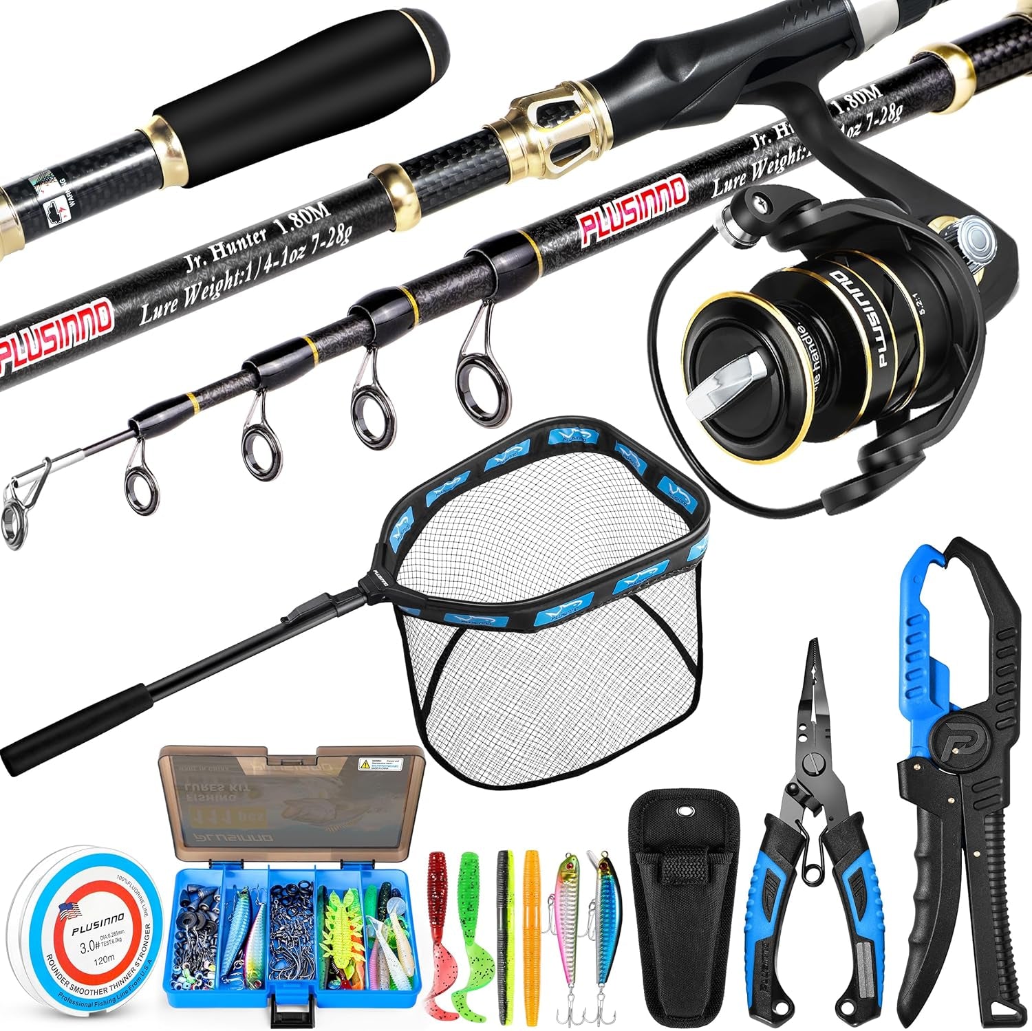 Fishing Gear,Full Fishing Pole Kit Include Fishing Rod and Reel Combo, Tackle Box with Fishing Lures, Fishing Accessories, Fishing Pliers,Fishing Gifts for Men with Fishing Tool Kit